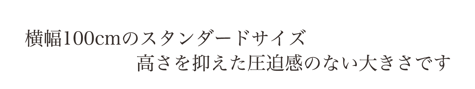 横幅100cmのスタンダードサイズ。高さを抑えた圧迫感のない大きさです