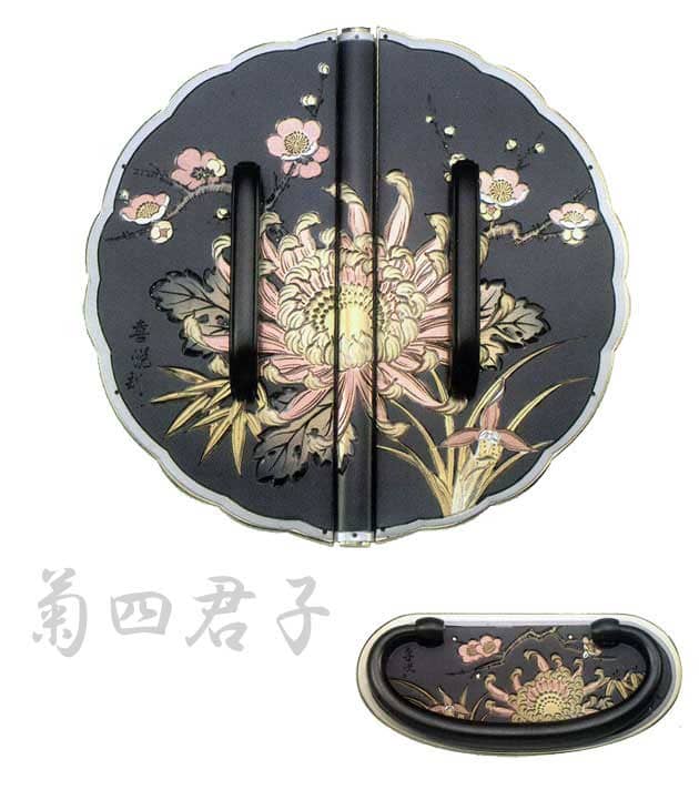 桐たんす金具【菊 四君子・黒】