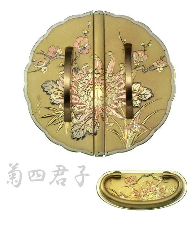 桐たんす金具【菊四君子・金】