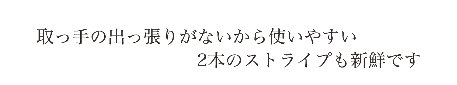 取手の出っ張りがないから使いやすい ２本のストライプも新鮮です